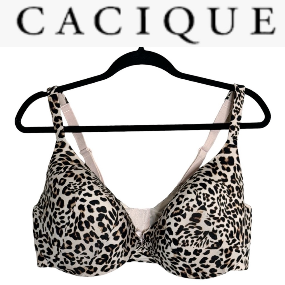 LANE BRYANT CACIQUE TRUE EMBRACE SMOOTH DEMI BRA LEOPARD PRINT 42DDD